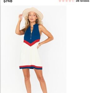 Show Me Your MuMu Zoe Zip Dress- Red Blue and White Mini Dress